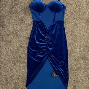 NWT Royal Blue Velvet High Low Dress